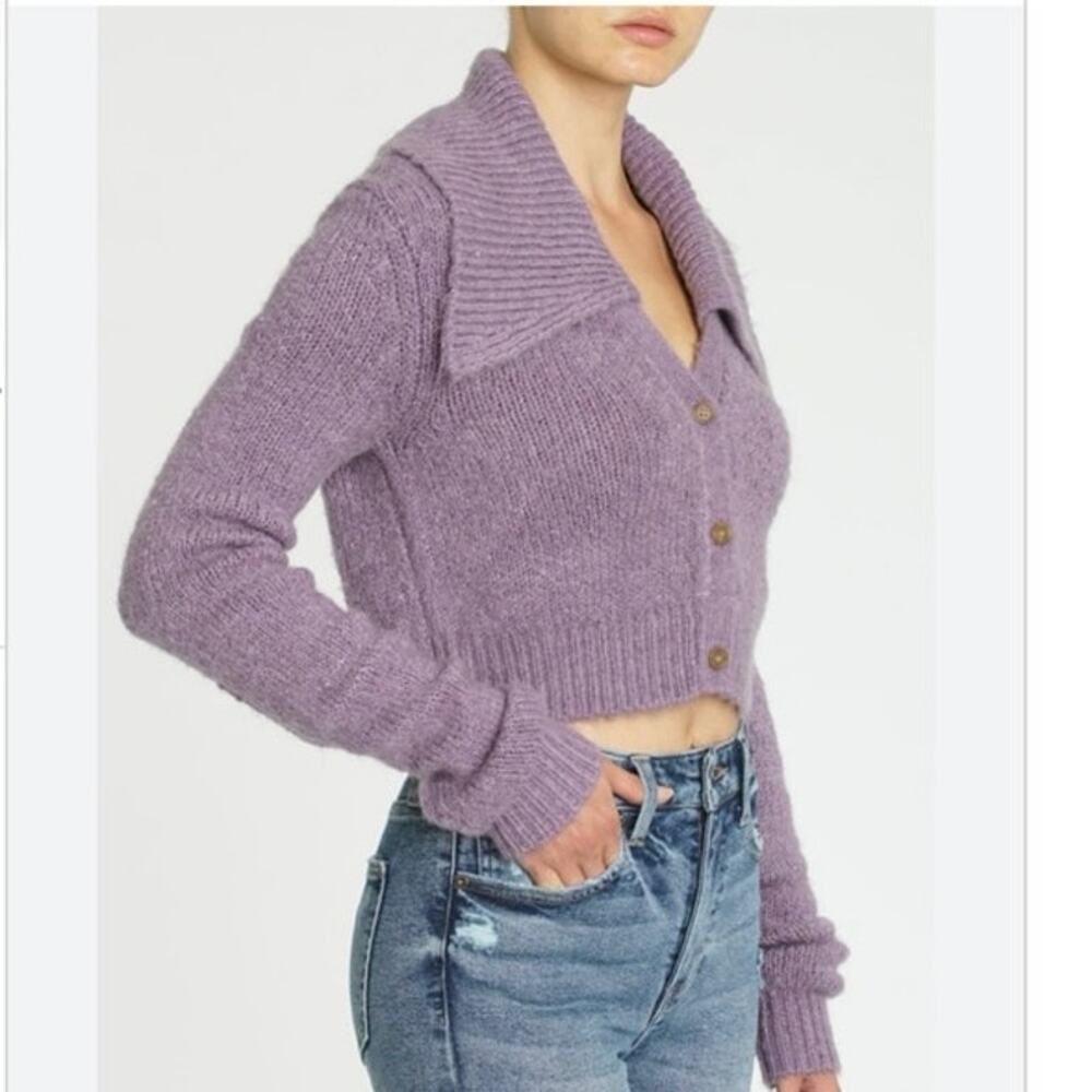 Pistola Lenore lavender purple cropped cardigan wool alpaca button up small